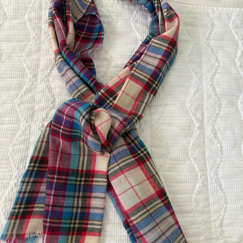 J. McLaughlin Red and Blue Plaid Scarf